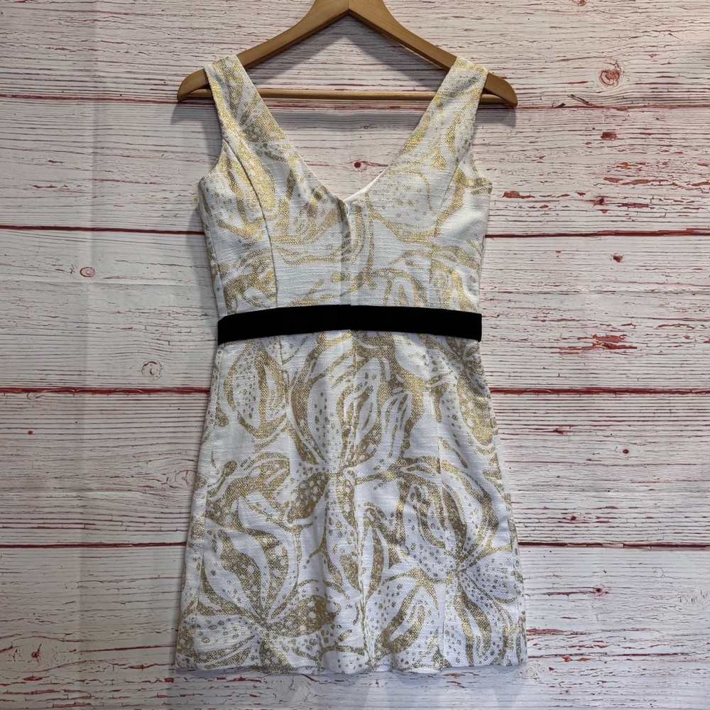 NWT Lilly Pulitzer Laidley Dress in Gold Metallic Sneak A Peek Sz 0 - Picture 8 of 16